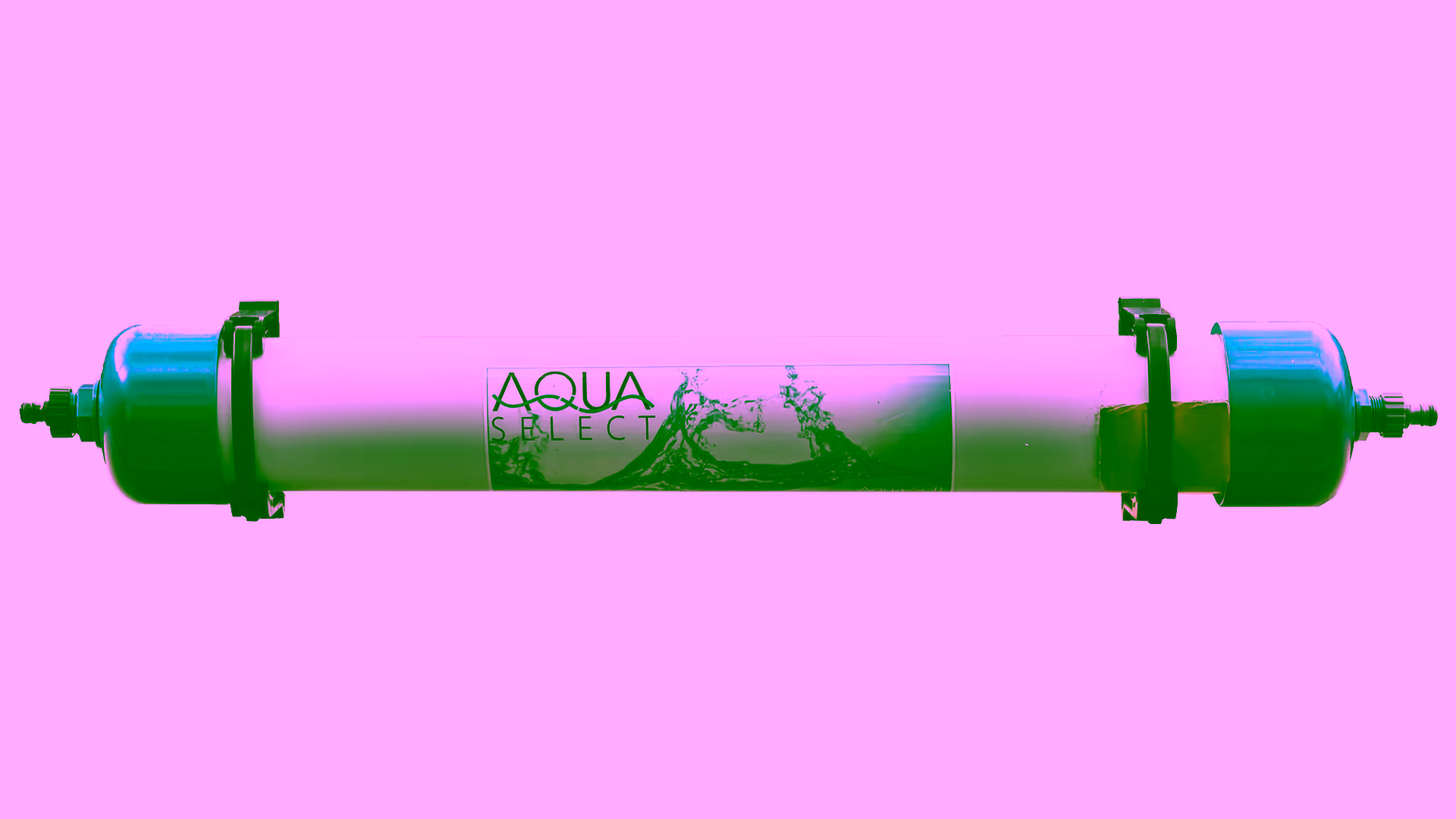 Top Aqua Select water softener (UG) Top of the water softener with a protective piece of cardboard under the bracket on the right side.